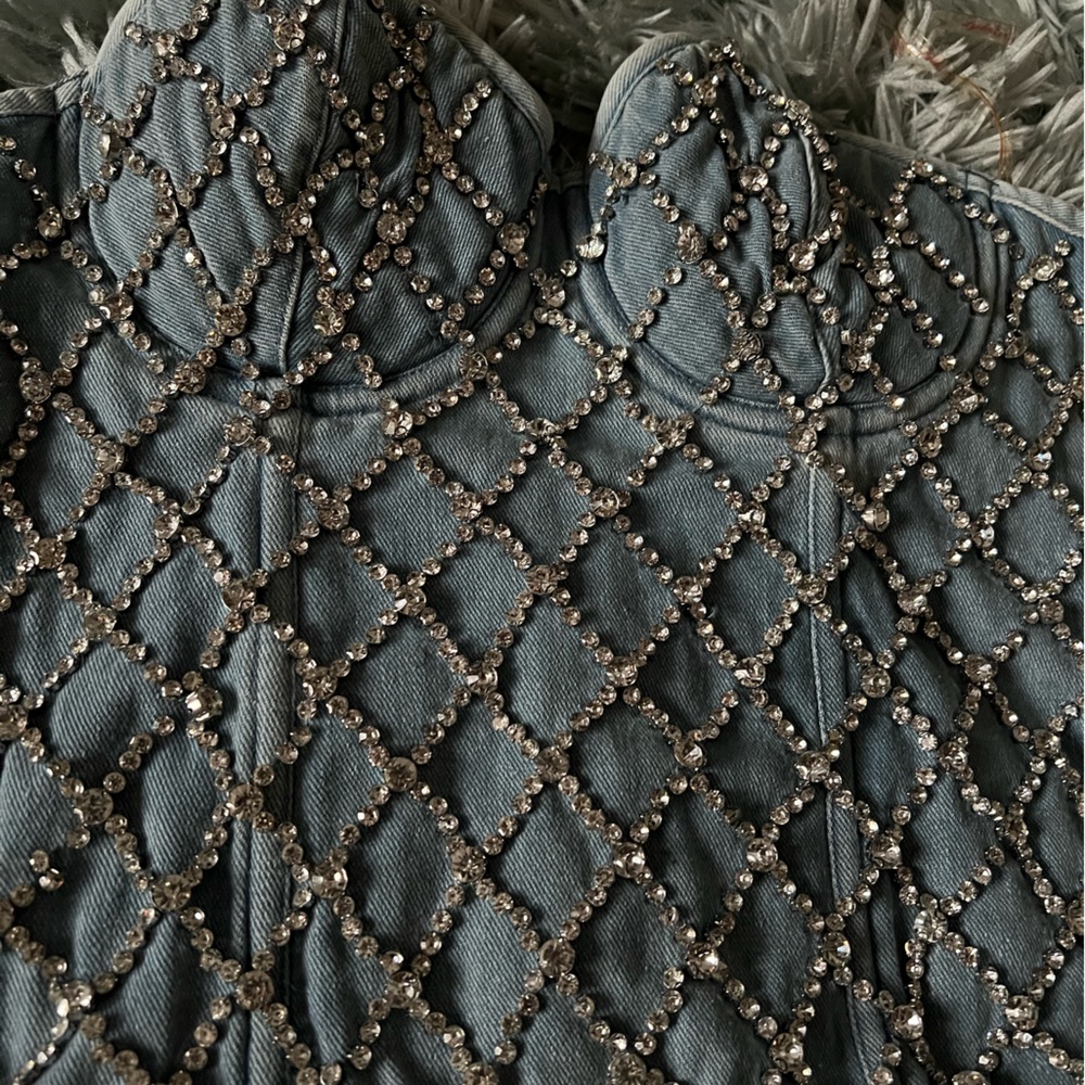 Denim bedazzled corset